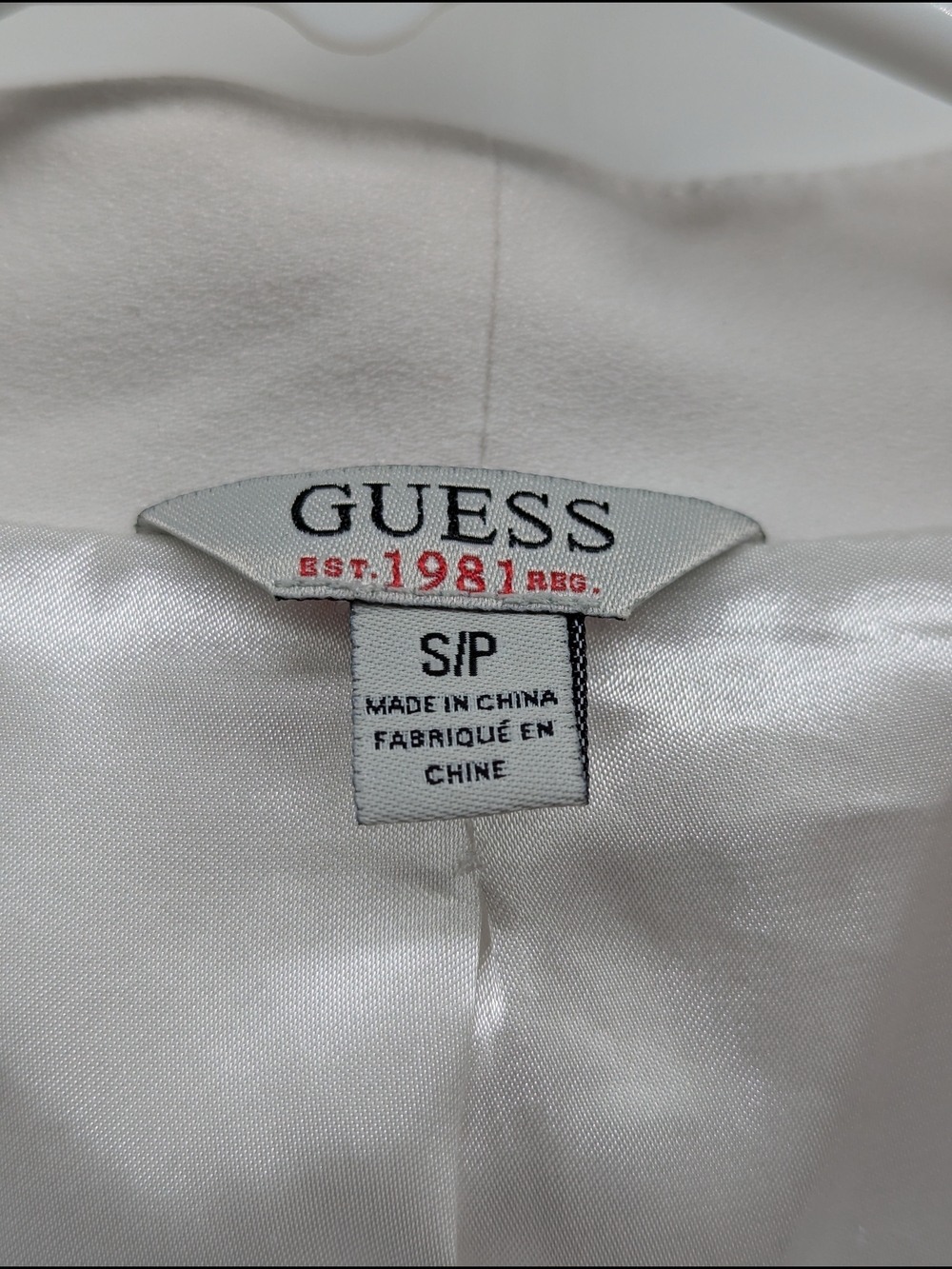 Guess Zip-Front Peplum Blazer Professional Small White Women's Career Workwear - Picture 3 of 9